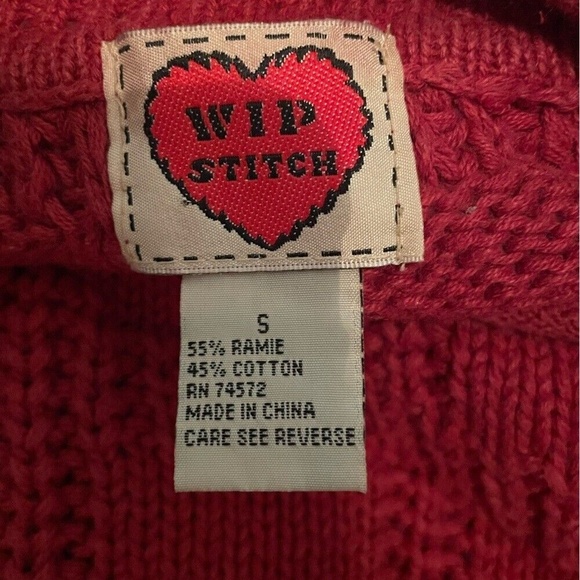 Wipstitch Chunky Rust Red Whipstitch Mockneck Sweater Tunic size S - Picture 6 of 9